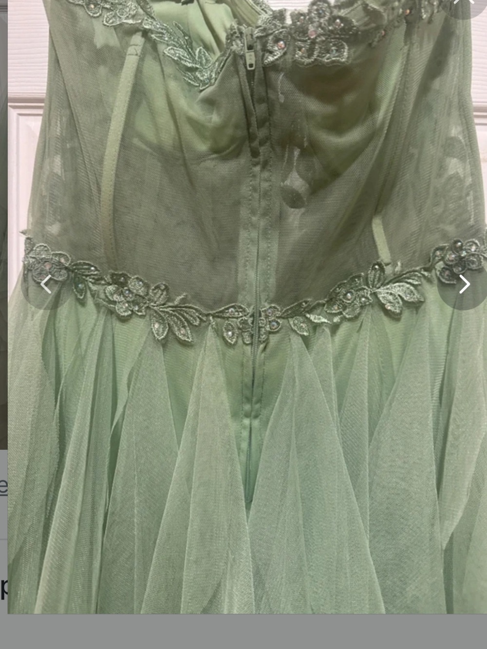 Windsor Mint Green Layered Tulle Ruffle Prom Gown - Picture 4 of 8